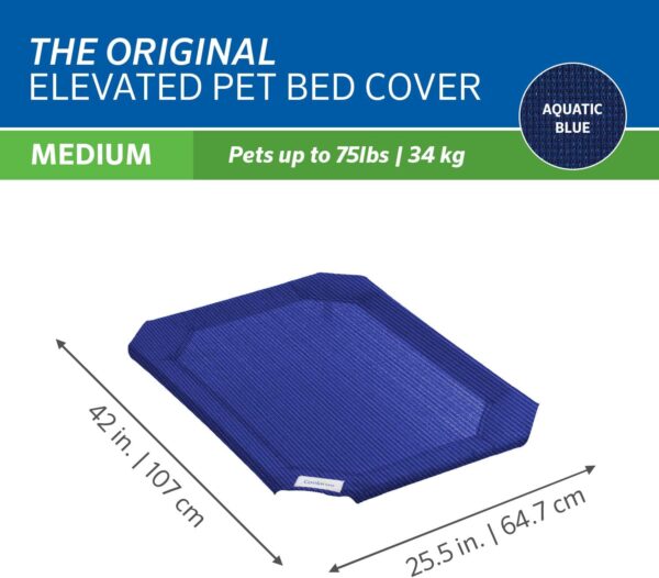 Coolaroo The Original Elevated Pet Bed Replacement Cover, Medium, Aquatic Blue - Image 3