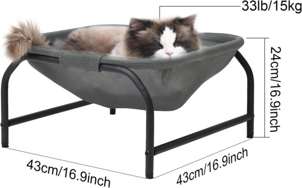 JUNSPOW Cat Bed,43×43×24cm Pet Hammock Bed Free-Standing Cat Sleeping Cat Bed Cat Supplies Pet Supplies Whole Wash Stable Structure Detachable Excellent Breathability Easy Assembly Indoors Outdoors - Image 4