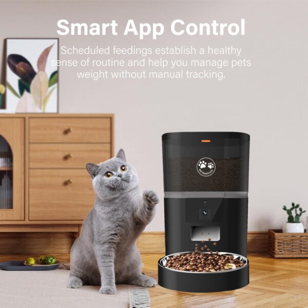 KAR PRIVATE PETS 6L WiFi Automatic Cat Feeder with Camera, Food Dispensers, Cat Feeder Automatic with Timer Feeding & Watering Supplies for Cats, Dogs, Mobile APP Control (Black) - Image 7