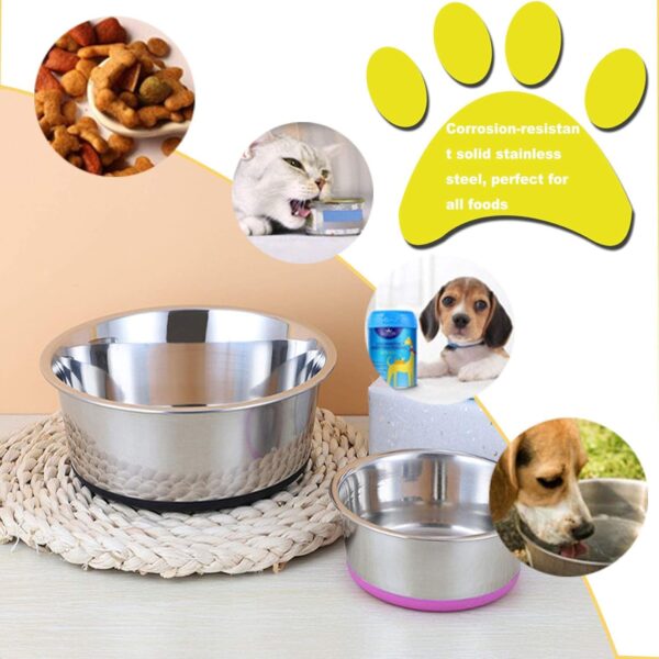 SUOXU Thick Stainless Steel Dog Bowls, Large Dog Bowl With Non-slip silicone Bases, 2500ml Large Dog Feeder Bowls And Water Bowls(XL-25.5cm) - Image 4