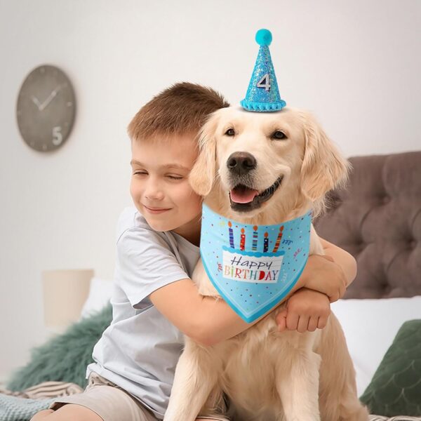 Dog Birthday Party Supplies,Reusable Dog Birthday Bandana Hat Set Boy with Number Dog Birthday Bandana Dog Cats Cap Birthday Party Decorations for Pets Dogs and Cats - Image 5