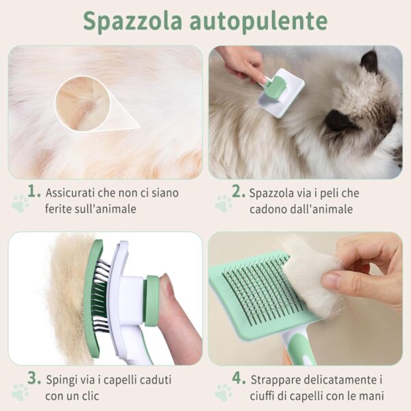 Vinabo Pet Dog Brush, Cat Brush, Self-Cleaning Slicker Brush, Removes Undercoat, Dog Brush, Cat Brush, Short to Long Hair, Suitable Gentle Cat Brush, Green - Image 3