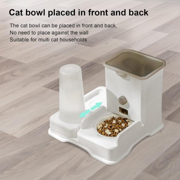 Beowanzk Automatic Feeders for Cats and Dogs Cat Dry Food Dispenser and Cat Water Dispenser Set 3.8L Feeding & Watering Supplies for Cats Kitten Small Dog Puppy (White) - Image 7