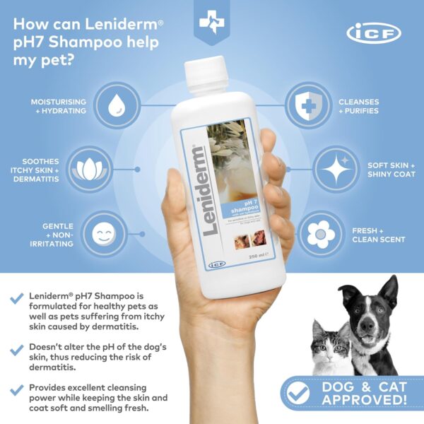 ICF | Leniderm Dog Shampoo for Itchy Skin Relief | Cat & Dog Shampoo and Conditioner for Pets with Sensitive Skin | 250 ml - Image 2