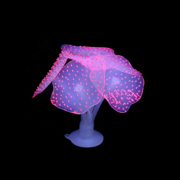 Filhome Glowing Fish Tank Decorations Plants, 4 pcs Glow Aquarium Coral Ornament Decorations Glowing Mushroom Coral Plant Lotus Kelp and Anemone - Image 4