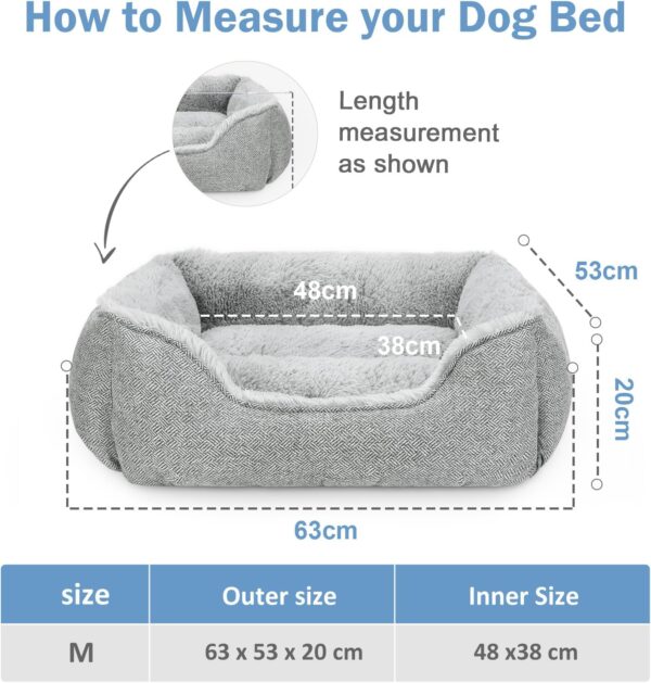 JOEJOY Dog Beds Medium Washable - Cosy Puppy Bed Soft Fleece Plush Calming Dog Bed - Rectangle Breathable Cat Sofa Dog Bed Small | Medium | Large Mattress Mat For Pet, Light Grey - Image 6