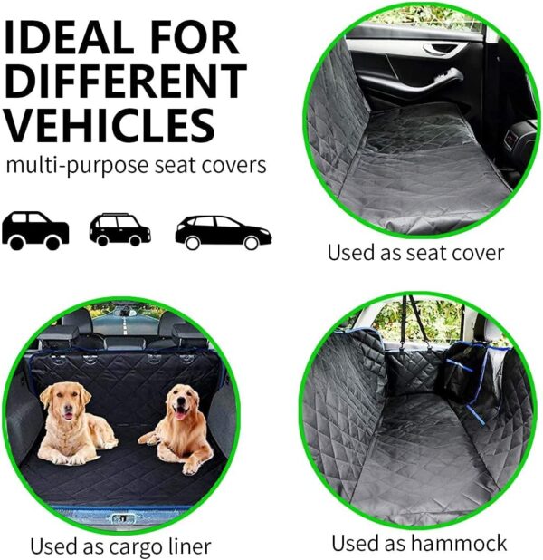 SUPSOO Dog Seat Cover for Back Seat Waterproof Durable Anti-Scratch Nonslip Pet Protection Dog Travel Hammock with Mesh Window and Side Flaps for Cars Trucks SUV - Image 3