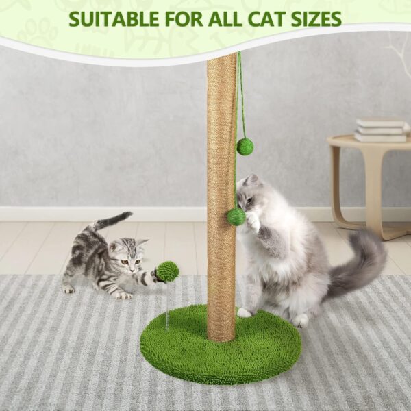 Dohump Cat Scratching Post, 78cm Tall Scratching Pole with Premium Sisal Rope, Two Interactive Hanging Balls and Spring Ball Toys for Indoor Kittens and Cats - Image 4