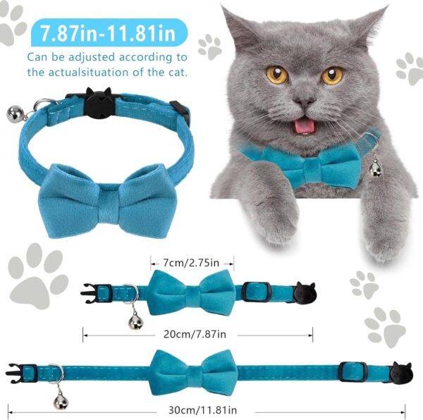 2pcs Plush Cat Collars with Bells and Bow Tie, Adjustable Quick Release Cat Collar Breakaway Cute Christmas Themed Kitten Collar for Kitten Puppy Pet Party Supplies Accessories - Image 5