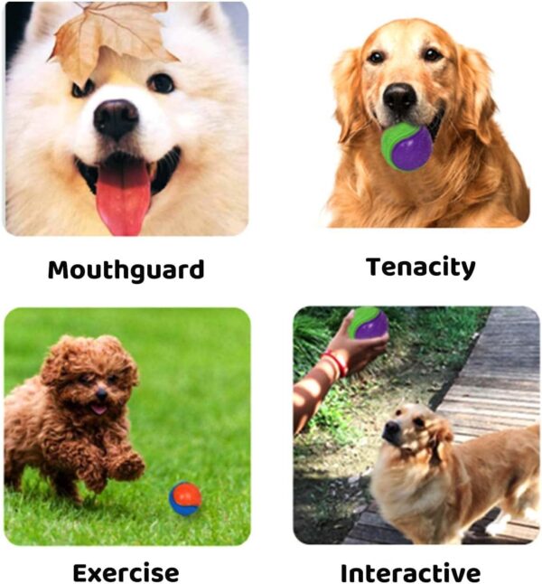 Irunfast 3Pcs Squeaky Dog Ball, Dog Toys Teeth Cleaning Puppy Chew Toys Pet Training Ball Dog Interactive Dog Ball for Teeth Cleaning & Training Fun for Dogs - Image 6