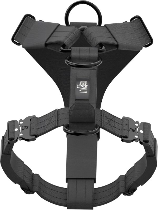 DOBERNUT Working Dog Harness - K9 Tactical No-Pull 3-Clip Gear - German Shepherd, Black Labrador, Bully Bulldog Harness - Pet Supplies for Service Dog Training, Walking & Activity (Medium) - Image 4