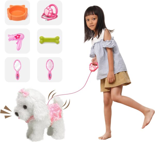 OR OR TU Walking Dog Toys for Kids Remote Control Plush Robot Dog Realistic Electronic Pets Dog Puppy,Walk and Bark on a Lead,Interactive Toy Dog for 3 4 5 6 7+ Years Old Girls Gift - Image 3