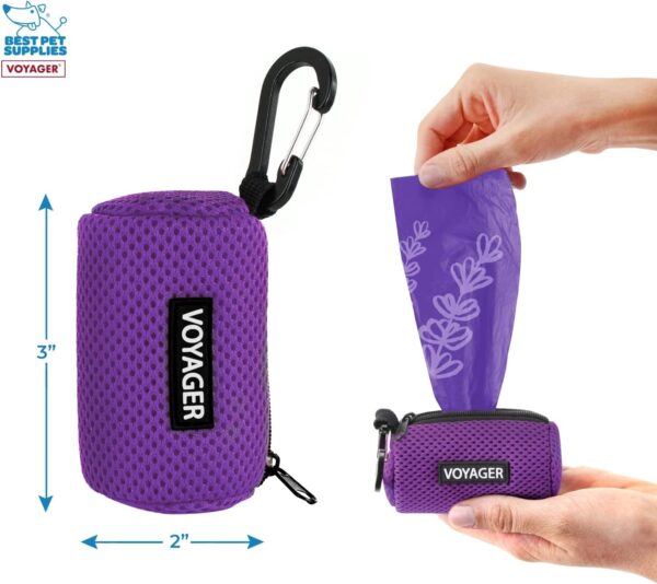 Best Pet Supplies Dog Poop Bag Holder Leash Attachment, Color, Reusable Mesh Dispenser Pouch for Travel, Walking, Park, and Outdoor Use, Soft and Durable with Clip-On - Purple - Image 4