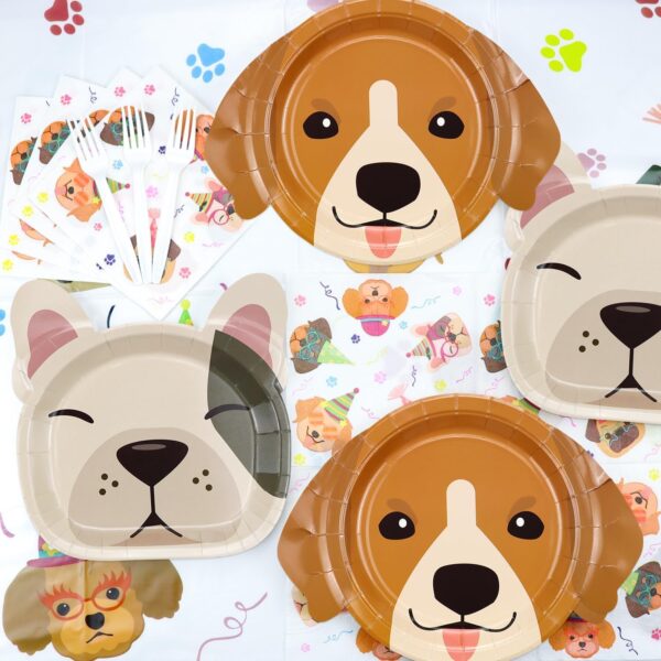 122 Pcs Dog Party Decorations - Including Plates, Napkins, Puppy Tablecloth for Kids Puppy Dog Themed Birthday Party Supplies, Serve 40 - Image 7