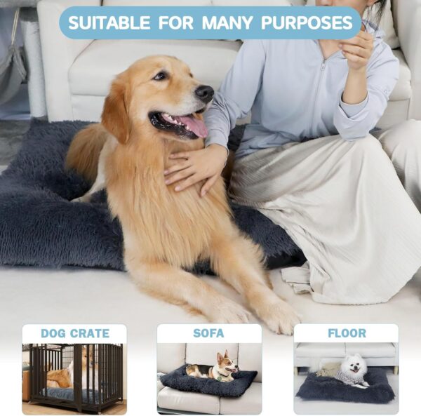 Nepfaivy Dog Bed Extra Large - Calming Anti Anxiety Dog Bed Washable, Fluffy Dog Crate Mattress Cushion with Non-slip Bottom for Large Dogs and Pets, Dark Grey, 110x75cm - Image 5