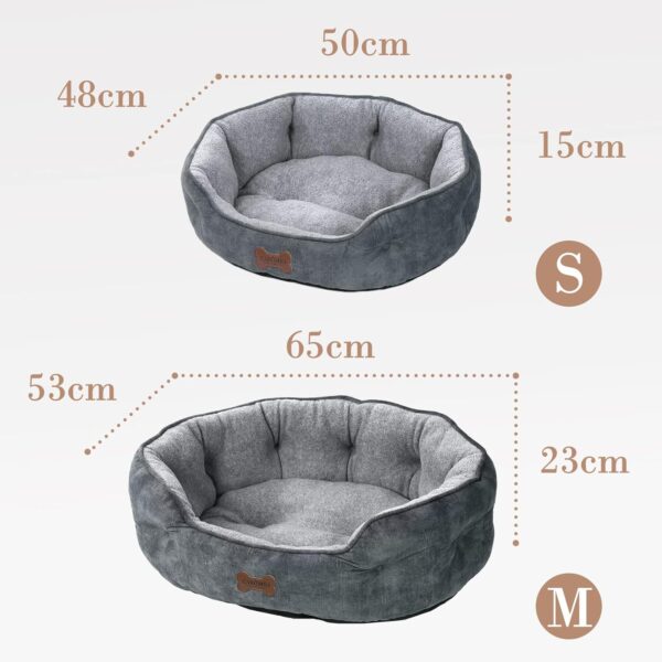 CAROMIO Pet Bed for Small Medium Dogs or Cats, Flannel Dog Bed Washable, Soft Cat Sofa Bed for Indoor Cats with Non-Slip Bottom, Grey, 65x53x23cm - Image 6