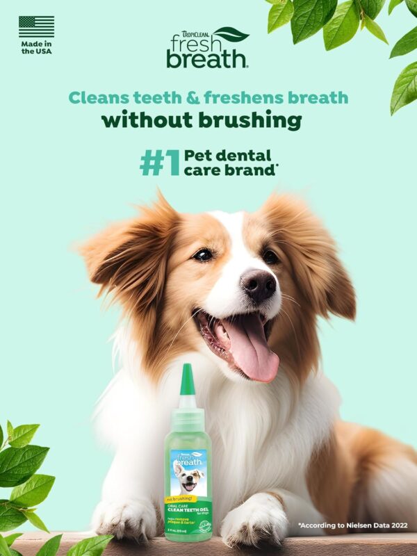 TropiClean Fresh Breath Dog Teeth Cleaning Gel - No Brushing Dental Care - Breath Freshener Oral Care - Complete Dog Teeth Cleaning Solution - Helps Remove Plaque & Tartar, Original, 59ml - Image 2