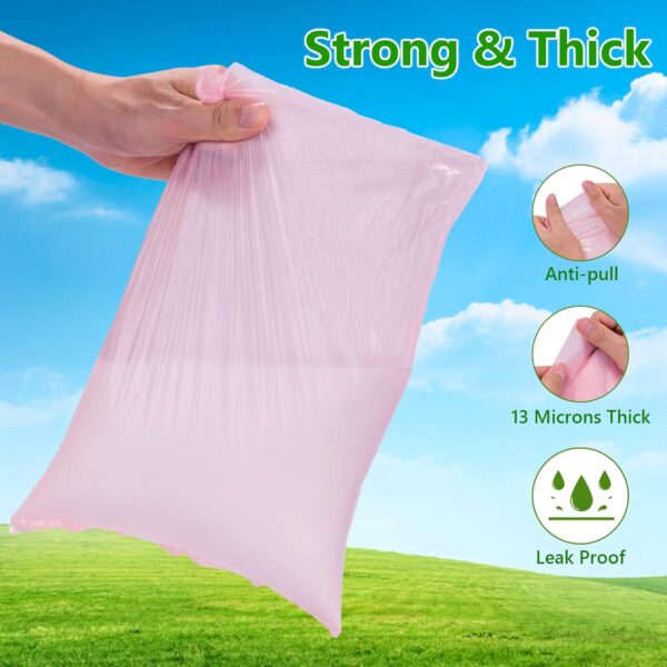 Nineaccy Biodegradable Pink Dog Poo Bags Lavender scent with Dispenser - 300 Large Poop Bags, Extra Thicken Strong Corn Starch Blended Compostable Leak Proof Poop Waste Bag for Dogs - Image 4