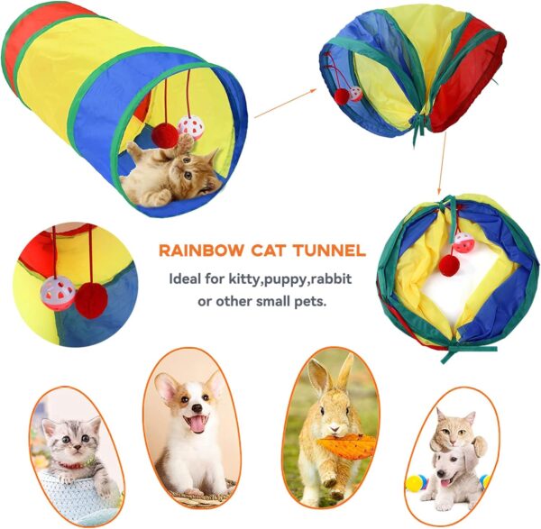 20 Pcs Cat Toys for Indoor Kitten, Collapsible Tunnel, Interactive Feather Wand Ball Spring Mice Toy for Puppy Kitty - Image 2