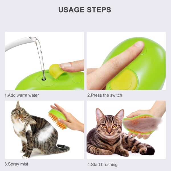 Hodlvant Pet Grooming Brush,Anti Flying Hair Pet Hair Brush for Removing Tangled Hair, Rechargeable Steamy/Massage/Grooming Comb, Silicone Pet Hair Self Cleaning Beauty Brush for all Cat Dog - Image 3