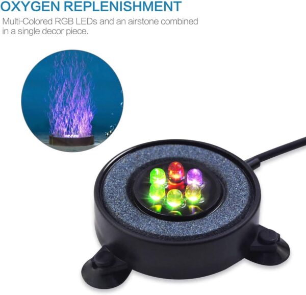 Unictop LED Aquarium Fish Tank Air Stone Light,Multi-Colored Bubble Disk for Fish - Image 4