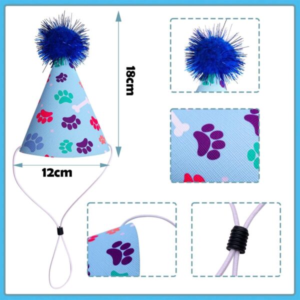 BIPY Blue Birthday Hat and Banadana Set with Collar For Meduim Large Dogs Reusable Headwear Caps Cat and Dog Celebration Birthday Decoration Pet Birthday Party Supplies - Image 3