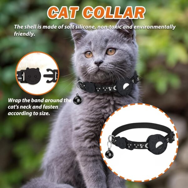 Reflective for AirTag Cat Collar,Waterproof with Safety Buckle & Bell,Holder for Apple AirTag,Adjustable 7.85''-12.95'' Kitten Collar for GPS Tracking,Pet Supplies for Safety & Tracking (Black) - Image 5