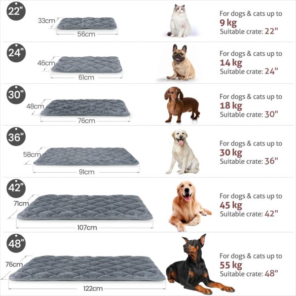 Dog Crate Bed Mat Washable Dog Crate Mattress Small Puppy Bed Pet Cushion 22inch Cat Bed for Indoor Cats Soft Puppy Cage Bed Flat Cat Bedding Grey Dog Bed Mattress Medium Anti Slip 56x33cm S - Image 6