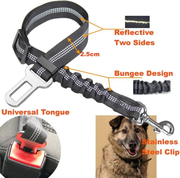 GoBuyer Dog Car Seat Belt for Pet Dogs Safety Harness Travel Accessories in UK, with Adjustable Heavy Duty Nylon and Anti Shock Elastic Bungee Buffer (Orange, Pack of 2) - Image 2