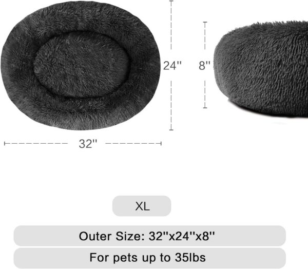 MFOX Calming Dog Bed Cat Bed Donut, Faux Fur Donut Cuddler Washable Self-Warming Pet Bed, Large Round Plush Dog Bed for Small/Medium/Large Dogs(60cm/80cm/90cm/110cm) - Image 2