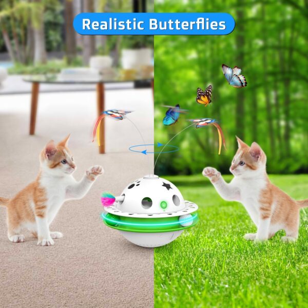 Tyasoleil 3 in 1 Smart Cat Toys, Interactive Cat Toy, Kitten Toys, Automatic Cat toy, Dual Power Supplies, Auto On/Off, Fluttering Butterfly, Random Moving Ambush Feather - Image 6