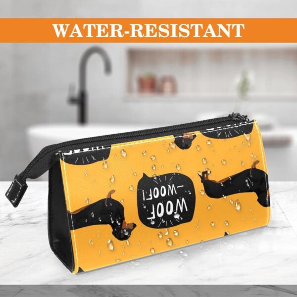 Cosmetic Bag for Women, Adorable Roomy Makeup Bags Travel Water Resistant Toiletry Bag Accessories Organizer, Cartoon Animal Dachshund Pet - Image 4