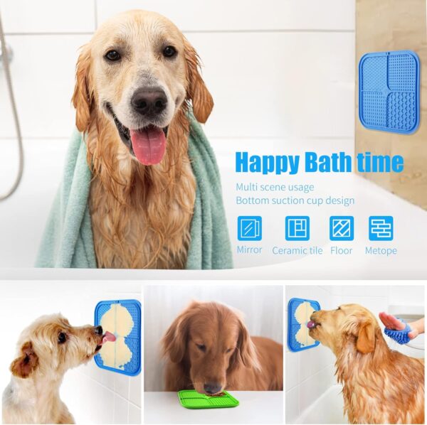 Licky Mats Slow Feeder for Dogs, Premium Lick Pad with Suction Cups for Dog Anxiety Relief, Slow Feeder Dog Bowls, Bathing, Grooming and Training, 2 Pack (Blue, Green) - Image 3