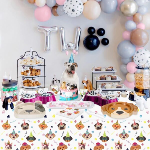 122 Pcs Dog Party Decorations - Including Plates, Napkins, Puppy Tablecloth for Kids Puppy Dog Themed Birthday Party Supplies, Serve 40 - Image 4