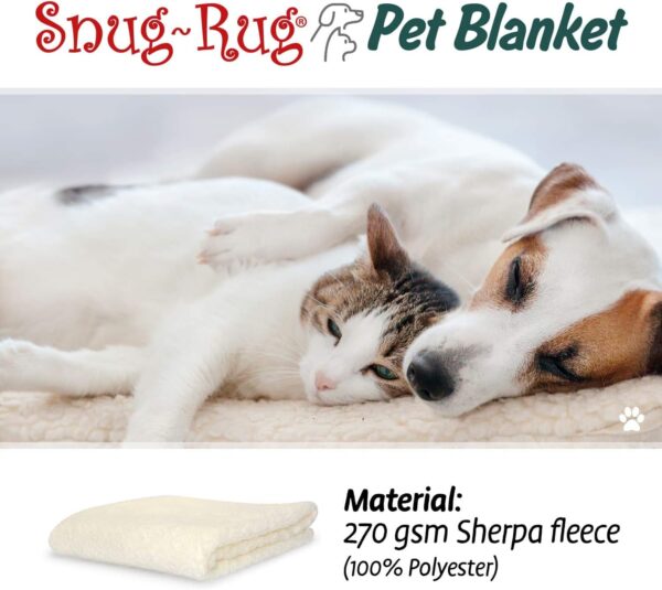 Snug Rug Luxury Pet Blankets - Fluffy Sherpa Fleece Blanket Soft and Warm Dogs and Cats – Washable Throw for Car Sofa Bed (Small 88 x 60cm, Cream) - Image 6