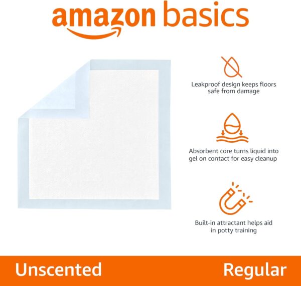 Amazon Basics Dog and Puppy Training Pads, Leakproof, 5-Layer Design with Quick-Dry Surface, Regular, Pack of 50, Blue - Image 2