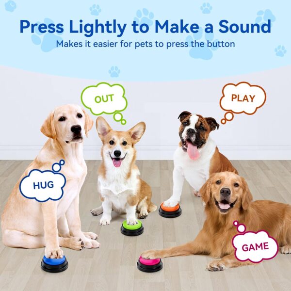 ZANTESR Dog Buttons Talk Training, 30 Second Record & Playback Interactive Dog Toys, Communication and Training Dog Presents, Dog Buttons Talk Training Multicolour Set of 4 - Image 6