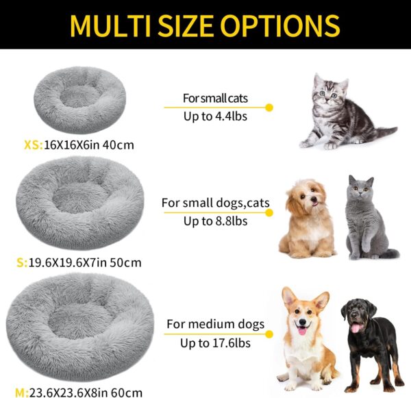 FISTAD Dog Bed Cat Bed, Washable Warm Plush Round Cat Bed Pet Bed with Anti Slip Bottom Suitable for Cat and Small/Medium Dogs (40cm Light Grey) - Image 5