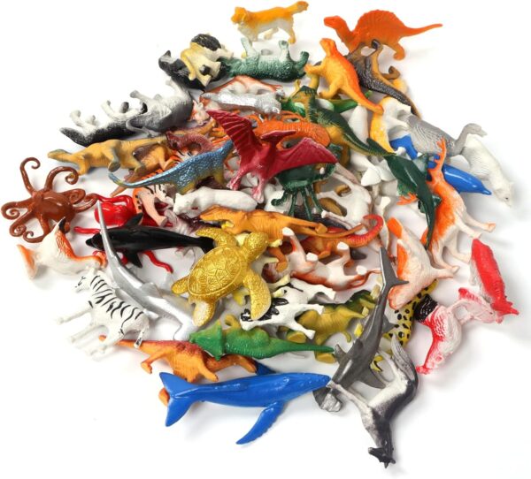 DOITEM Animal Toys, 60 Pcs Assorted Dinosaur Ocean Sea Animal Farm Animal Jungle Animal Wild Animals Dinosaurs Figure Realistic Plastic Zoo Play Set Small Toys for Kids Cupcake Topper Party Favors - Image 2