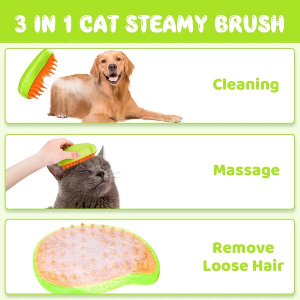 71Nmly Cat Steam Brush 3 In1 Steamy Cat Brush Self Cleaning Steam Cat Brush Rechargeable Cat Grooming Brush Multifunctional Cat Grooming Brush,Electric Pet Brush,Pet Hair Removal Comb - Image 2