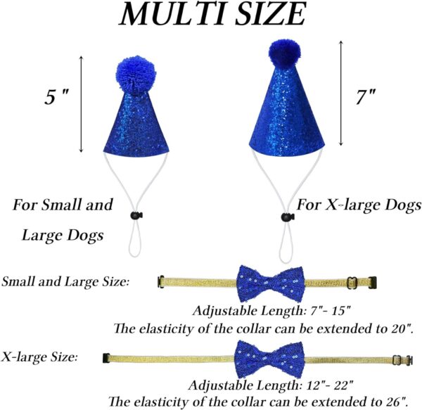 STMK Dog Birthday Party Supplies, Multi Size Dog Birthday Hat Dog Birthday Bandana Boy Bow Tie Birthday Numbers for Medium Large Dogs Pets (Large, Blue) - Image 5