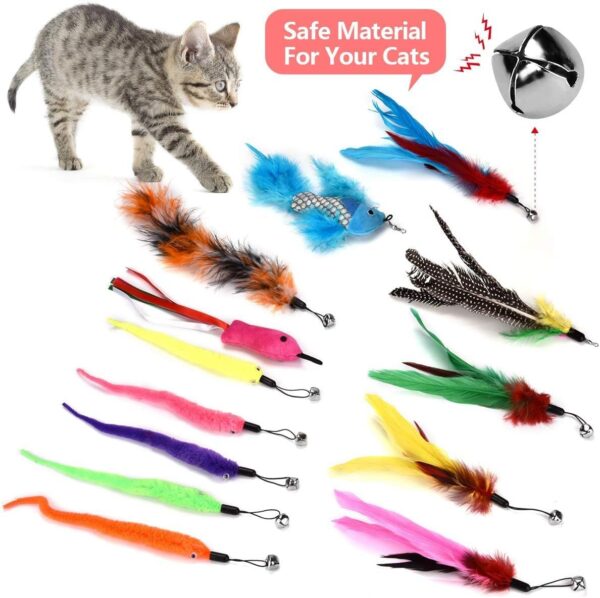 Bojafa Cat Toys For Indoor Cats Adult: Interactive Kitten Cat Feather Wand Toys 15Pcs Cat Teaser Toys - Image 3