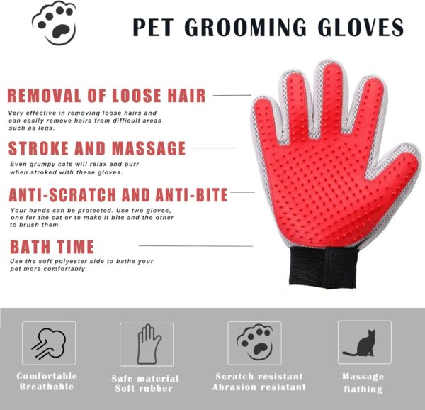 Marchul Cat Grooming Glove, Dog Grooming Brush Glove, Pet Deshedding Massage Glove for Long/Short Hair, Pet Hair Remover Mitt for Cat, Dog, Horse (1 Pair) - Image 2