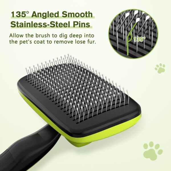 Pecute Cat Brush Bog Brush, Cat Hair Brush for Grooming, Self Cleaning Slicker Dog Brush, Rounded Pins Cat Brush for Short Haired Cats, Small Dog Grooming Brush Safe and Smooth - Image 5