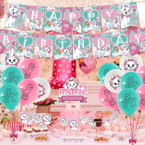 44PCS Cat Birthday Party Decorations,Cat Party Decorations Cat Birthday Party Supplies with Cat Balloon,Happy Birthday Banner,Cake Topper for Kids Cat Theme Birthday Party Baby Shower - Image 3