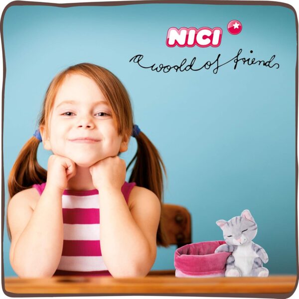 NICI 47144 Soft Pink-Purple Basket 16 cm Kitties Cuddly Toys for Girls, Boys & Babies-Plush Stuffed Animal Cats for Playing, Cuddling & Sleeping with, Gris - Image 6