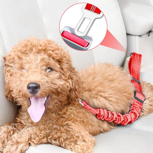 Adjustable Dog Car Seat Belt, Pet Safety Harness with Elastic Strap, Universal Dog Seatbelt for Car Travel, Red, 20in-29in, Adjustable Dog Travel Safety Belt - Image 6