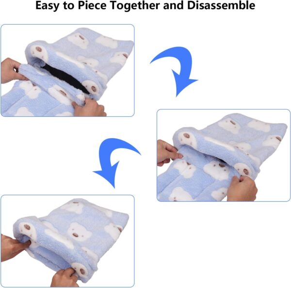 UKTYUAS Guinea Pig House Bed Hamster Bed Winter Warm Pet Bed Collection small pet bed accessories, Washable Small Pet Animals Cave Bed-Blue - Image 5