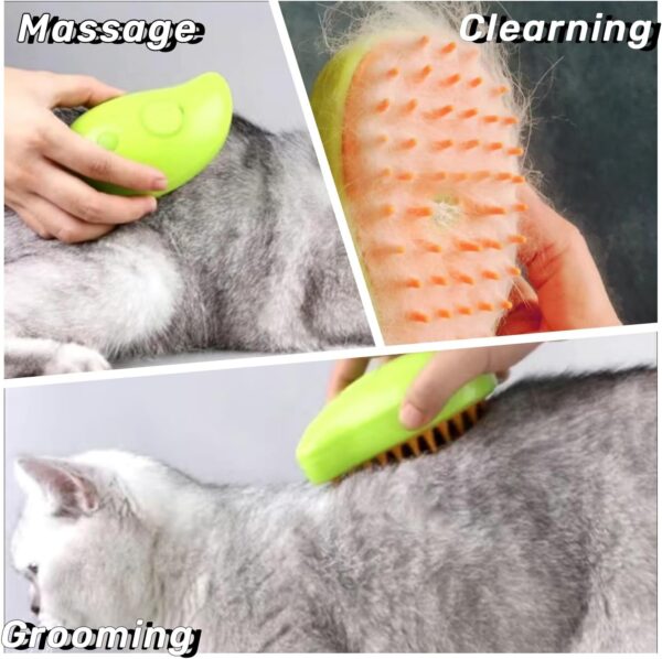 MOUOGO Cat Steamer Brush, Pet Hair Removal Brush, 3 in 1 Cat Steaming Brush, Pet Supplies for Small Dog Hair Brush - Image 2