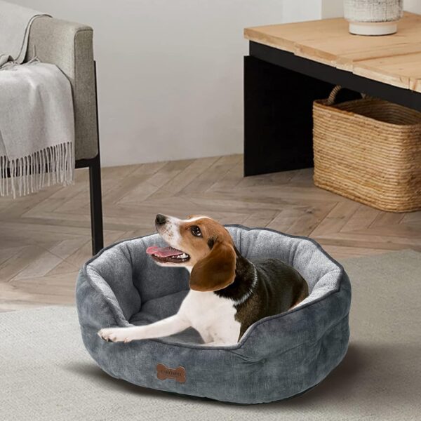 CAROMIO Pet Bed for Small Medium Dogs or Cats, Flannel Dog Bed Washable, Soft Cat Sofa Bed for Indoor Cats with Non-Slip Bottom, Grey, 65x53x23cm - Image 7